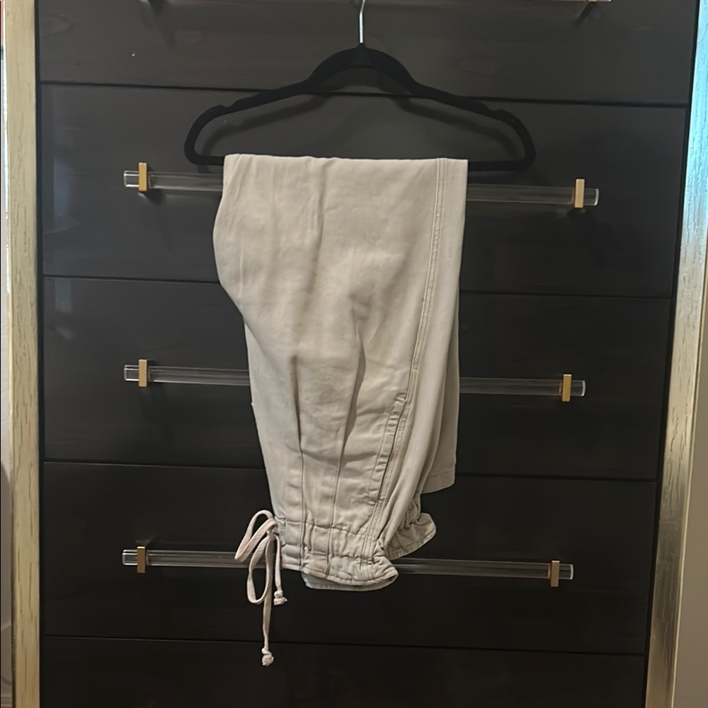 Casual Beige Drawstring Pants